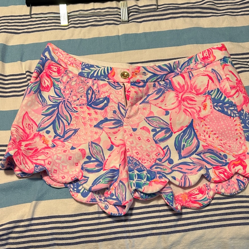 Lilly Pulitzer Pink and Blue Floral High Waist Shorts